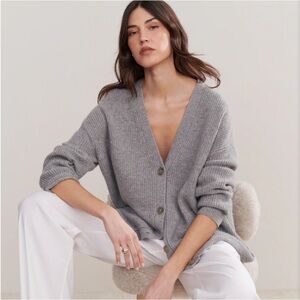 Jenni Kayne 100% Cashmere Cocoon Knit Cardigan Sweater Gray Women’s Small